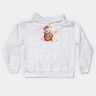 Hedgehog Playing Guitar Kids Hoodie